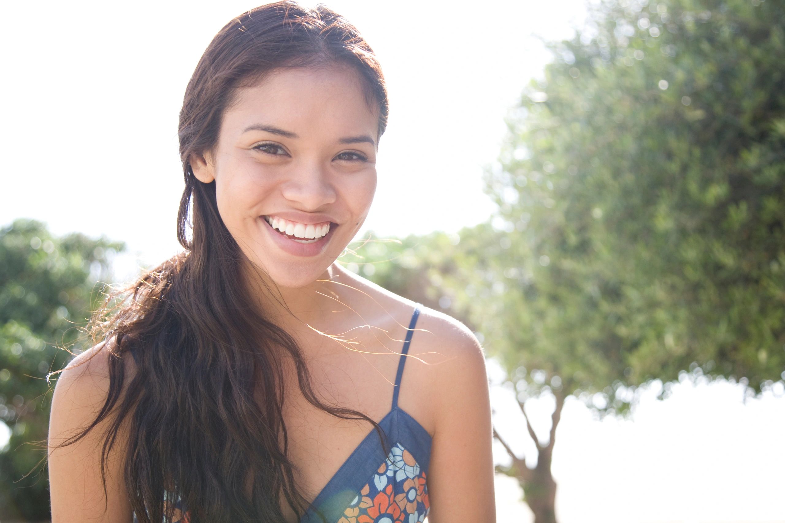 Cheerful client portrait in sunlight