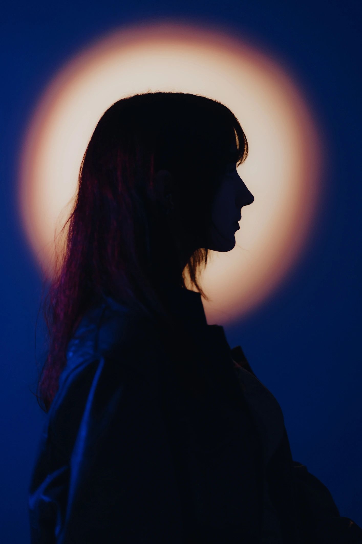 Creative portrait silhouette with bold color background