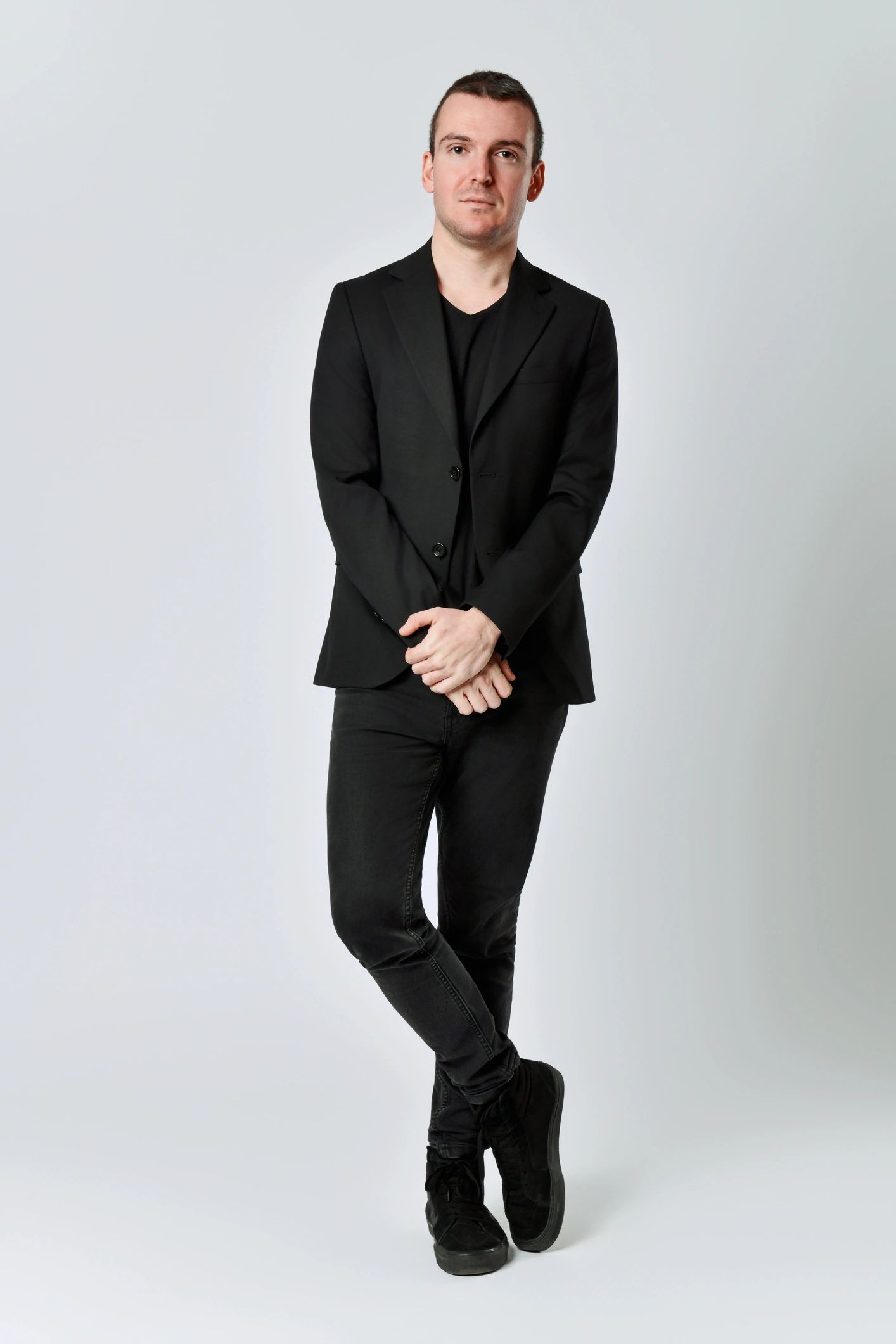Professional musician portrait in a recording studio